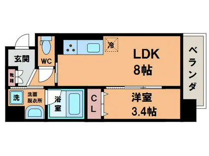 ル・シエル天王寺(1LDK/7階)の間取り写真
