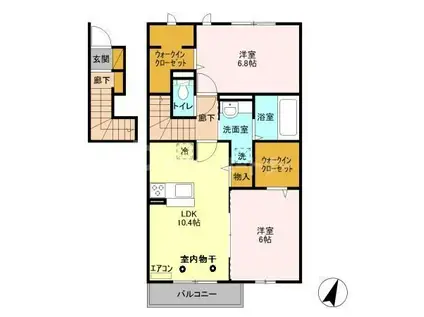 メゾンレーヴ(2LDK/2階)の間取り写真