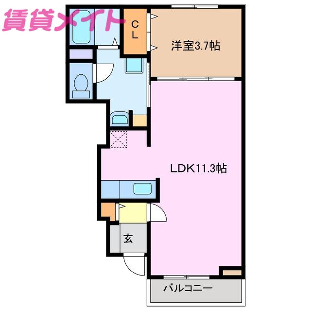 エーンモーレン(1LDK/1階)の間取り写真
