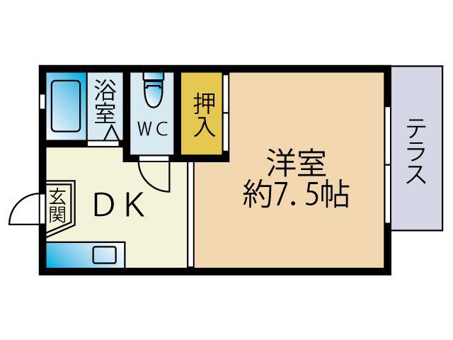 フレグランス諏訪野(1DK/2階)の間取り写真