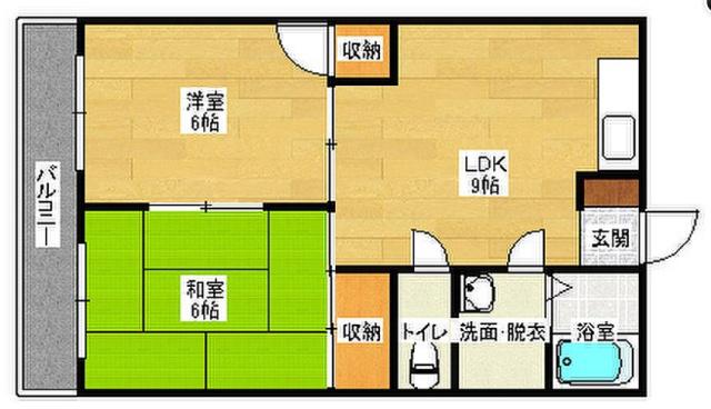迫本マンション(2LDK/3階)の間取り写真