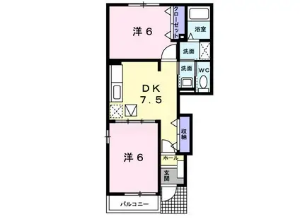 レクサスI(2DK/1階)の間取り写真