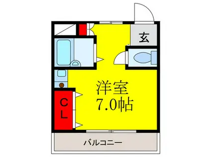 アンフィニィ・橋の内I(ワンルーム/2階)の間取り写真