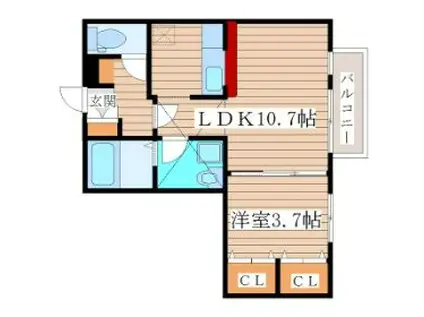 ケイリュウII(1LDK/2階)の間取り写真