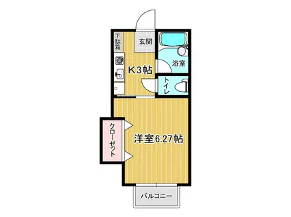 マロニエコーポ(1K/1階)の間取り写真