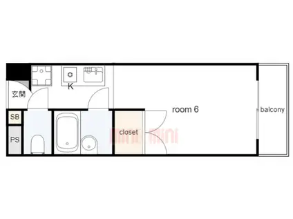 ドミシル今森(1K/4階)の間取り写真