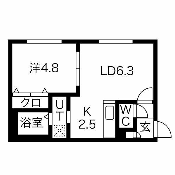 クラリス二十四軒(1LDK/2階)の間取り写真