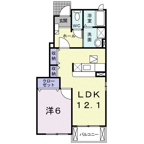 フィオーレ・ビアンカ(1LDK/1階)の間取り写真