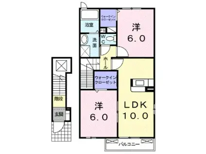 フォレストリバーB(2LDK/2階)の間取り写真