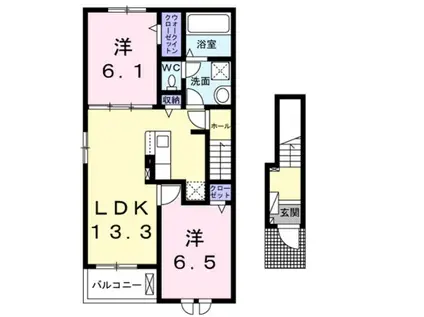 グランヴェルII(2LDK/2階)の間取り写真