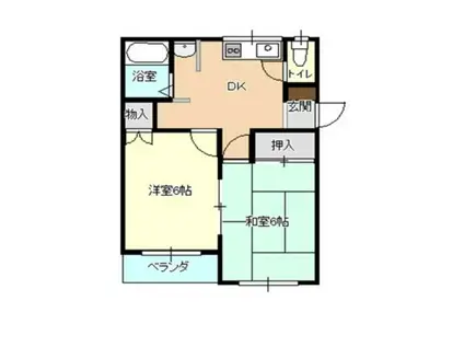 グランデール大宮A棟(2K/2階)の間取り写真