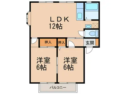 グリーンフル山本I(2LDK/2階)の間取り写真