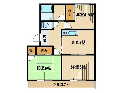 マンション霞野坂(3DK/2階)の間取り写真