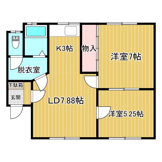 コーポ22条(2LDK/1階)の間取り写真