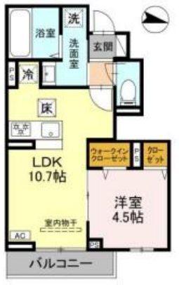キャッスルヴュー山口(1LDK/1階)の間取り写真
