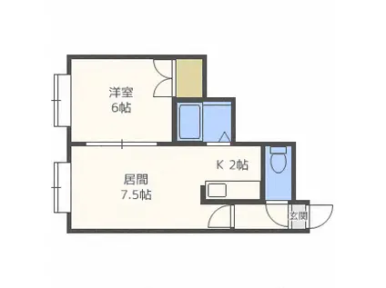 セピア澄川(1LDK/3階)の間取り写真