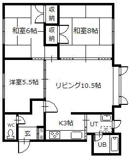 ロピア東光B.C.D(3LDK/2階)の間取り写真