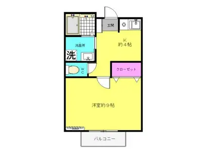 アドバンスII B棟(1K/1階)の間取り写真