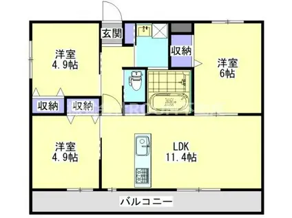 都原グランテラス(3LDK/2階)の間取り写真