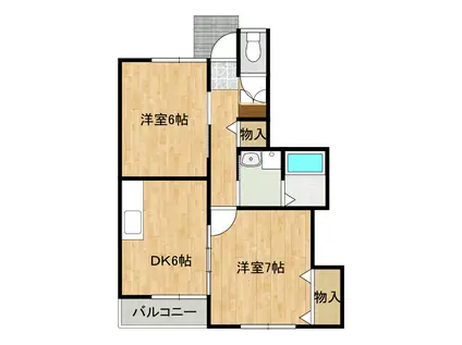 サンガーデン栄町1号地(2DK/1階)の間取り写真