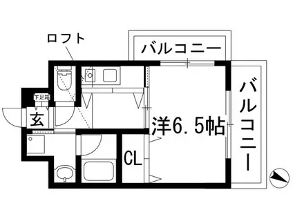 プレステージ天神Ⅲ(1K/3階)の間取り写真
