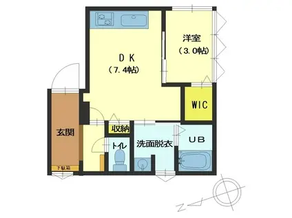 ROXY千原崎(1DK/2階)の間取り写真