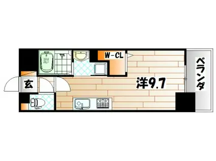 コンダクトレジデンス戸畑(ワンルーム/9階)の間取り写真