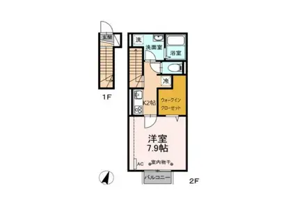 令和BELLII(1K/2階)の間取り写真