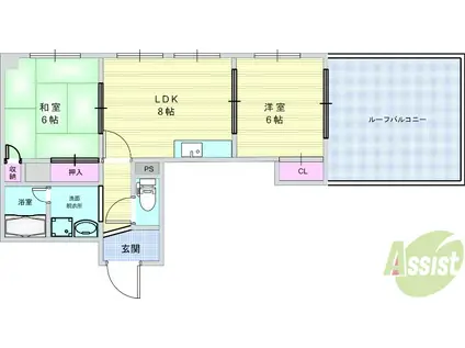 ラ・プランタバハ緑地(2LDK/5階)の間取り写真