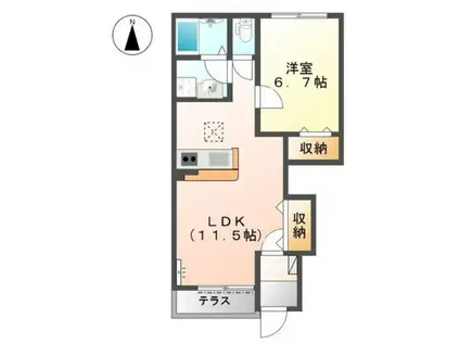 ラ・カーサHANA(1LDK/1階)の間取り写真