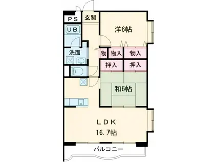 ピエール・ノーヴァ(2LDK/1階)の間取り写真