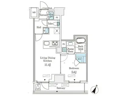 ベルファース神田神保町(1LDK/13階)の間取り写真