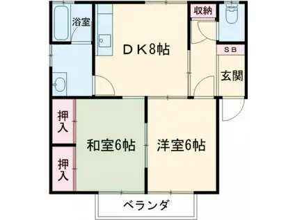 シャンテ吉田A(2DK/2階)の間取り写真