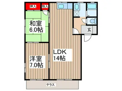 ドミールジュネス A(2LDK/1階)の間取り写真