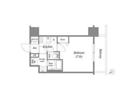 エスリード新栄テセラ(1K/8階)の間取り写真