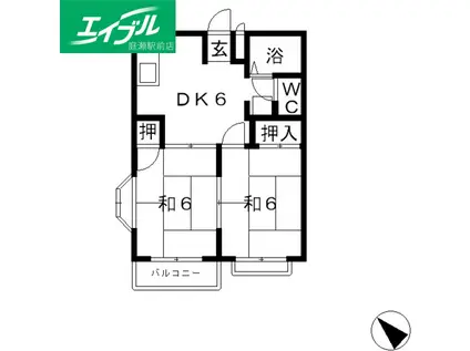 エルディムラポ(2DK/2階)の間取り写真