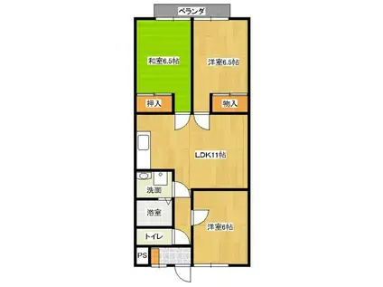 シャトルムサシ(3LDK/2階)の間取り写真