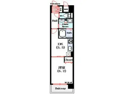 レ・ジェイドイクス(1DK/5階)の間取り写真