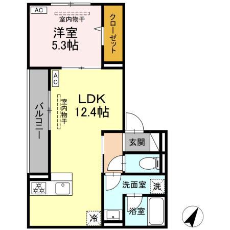 ドムスクレスト南林間(1LDK/3階)の間取り写真