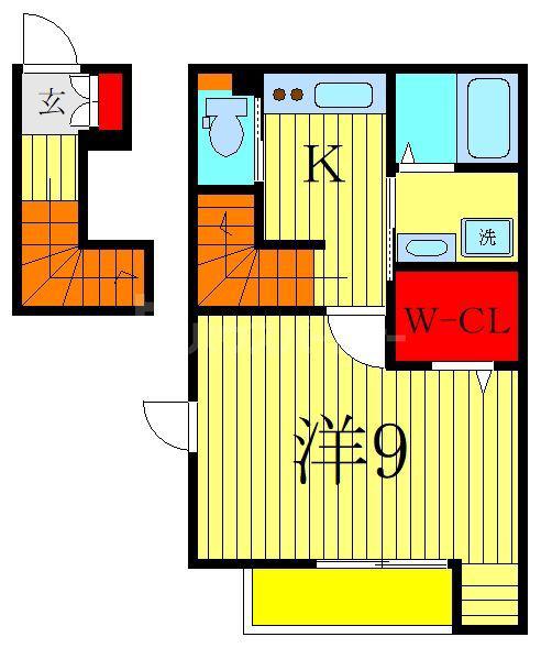 ソシア南柏I(1K/2階)の間取り写真