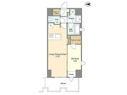 リバーレ麻布十番(1LDK/8階)の間取り写真