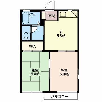 田村ハイツ(2K/2階)の間取り写真