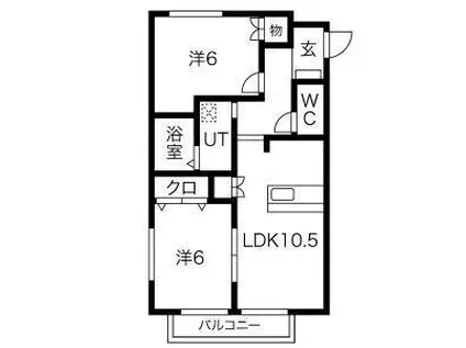 サニーコートOOKAWARA A(2LDK/1階)の間取り写真