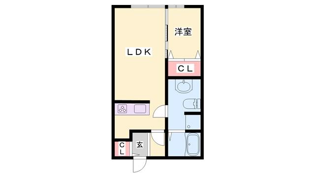 ジュネスコート(1LDK/1階)の間取り写真