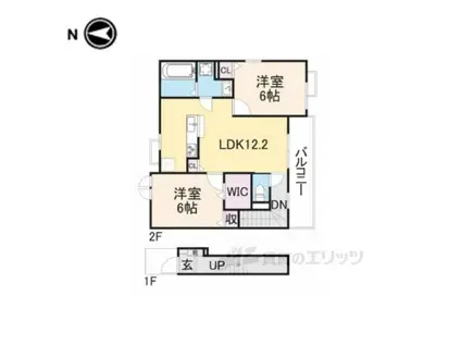 アンジュヴェールⅠ(2LDK/2階)の間取り写真