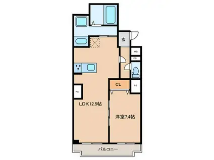 エムライズ大観町(1LDK/1階)の間取り写真