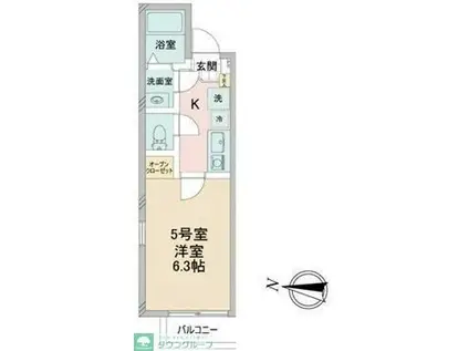 リガーレ(1K/1階)の間取り写真