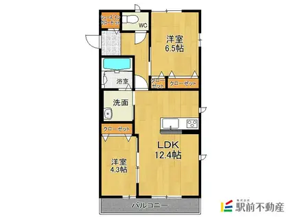コンフォール田代 D(2LDK/3階)の間取り写真