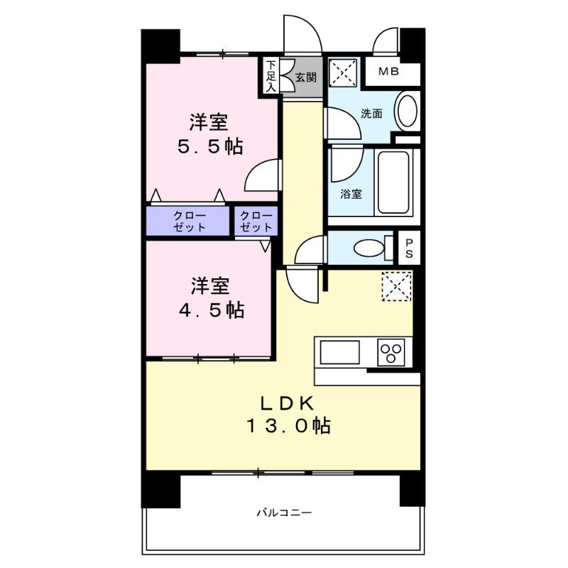 アトリエール堺寺地町(2LDK/6階)の間取り写真