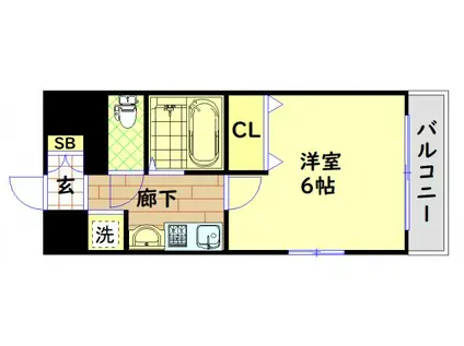 エステムコート難波センチュリオ(1K/2階)の間取り写真